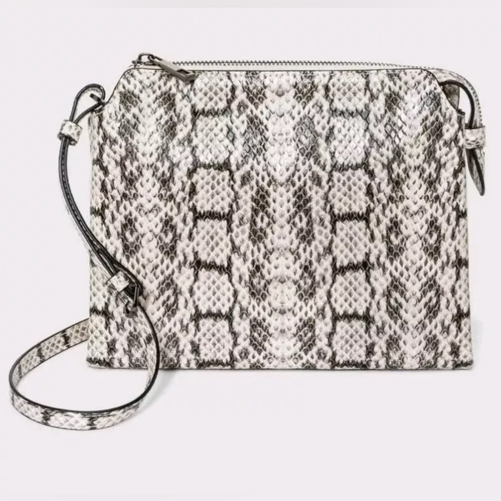 A new day - black and white snake skin Crossbody